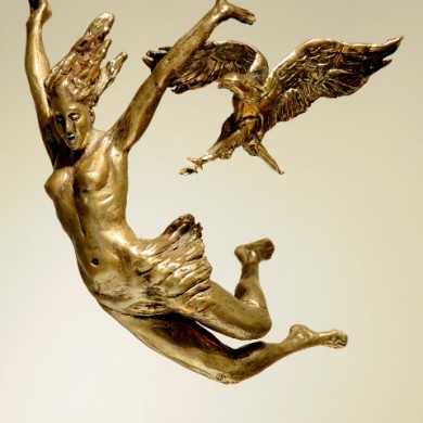 Persephone's Descent, 2010, Bronze on Marble, 6" x 6" x 6"