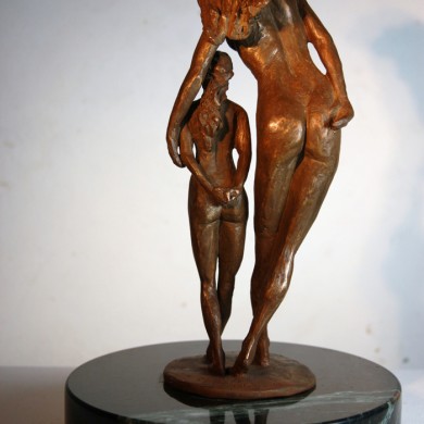 Conversations with My Higher Self, 2011, Bronze on Marble, 12" x 6" x 6"
