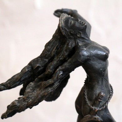 Kali on the Wheel of Time, 2010, Bronze on Marble, 12" x 11" x 5"