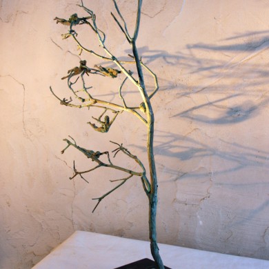 Letting Go, 2012, Bronze on Marble, 26" x 15" x 15"