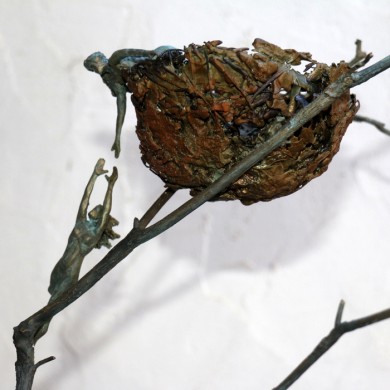 When the Water Rises, 2015, Bronze on Marble, 22" x 17" x 18"